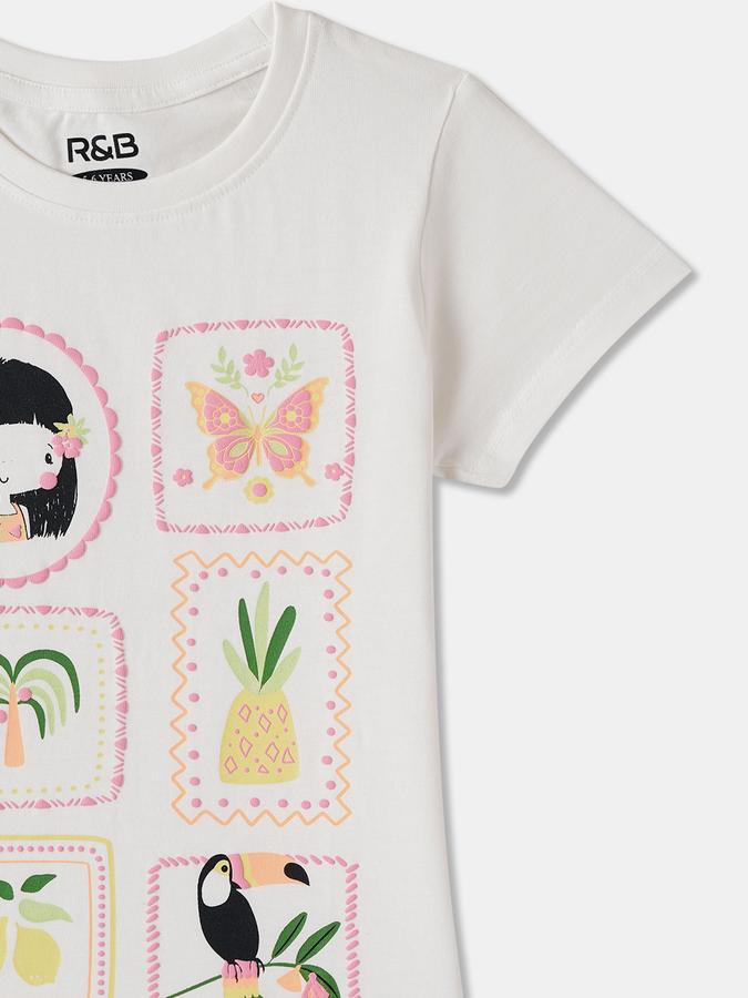 R&B Girls Graphic Print Pure Cotton Regular T Shirt image number 2