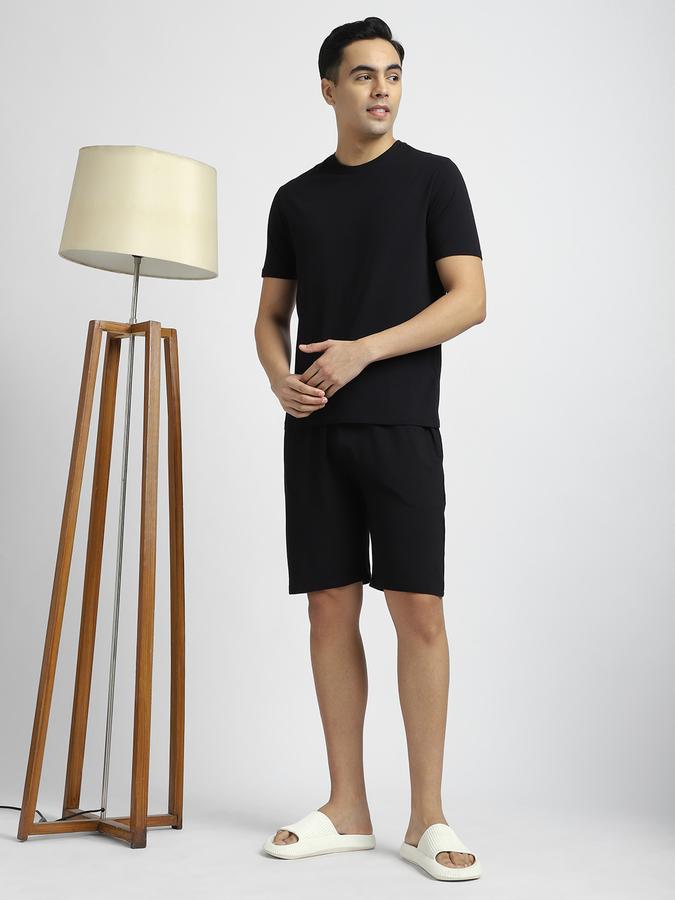 Men Cotton Blend Regular Fit Crew Neck Solid T-shirt