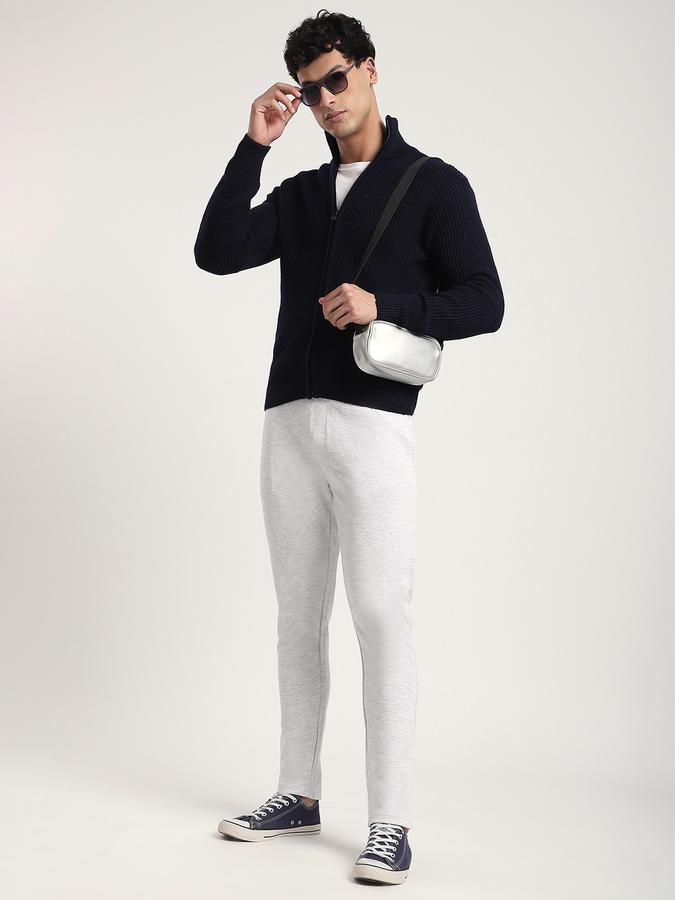 Men Cotton Blend Regular Fit Drawstring Cuffed Solid Trousers