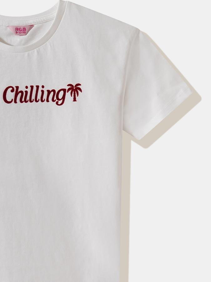 Girls Cotton Regular Fit Crew Neck Short Sleeve Graphic Top