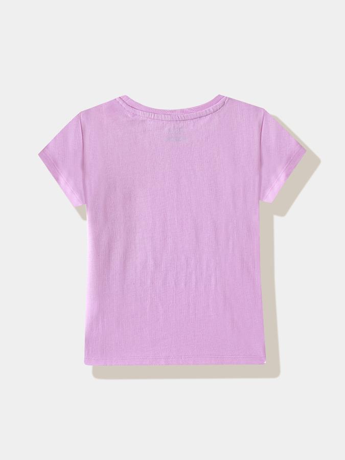 Girls Cotton Regular Fit Crew Neck Graphic T-shirt