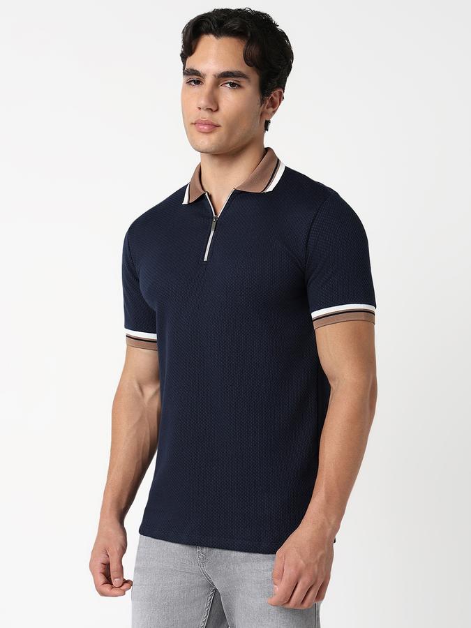 Self Design Men Peter Pan Collar T-Shirt  image number 2