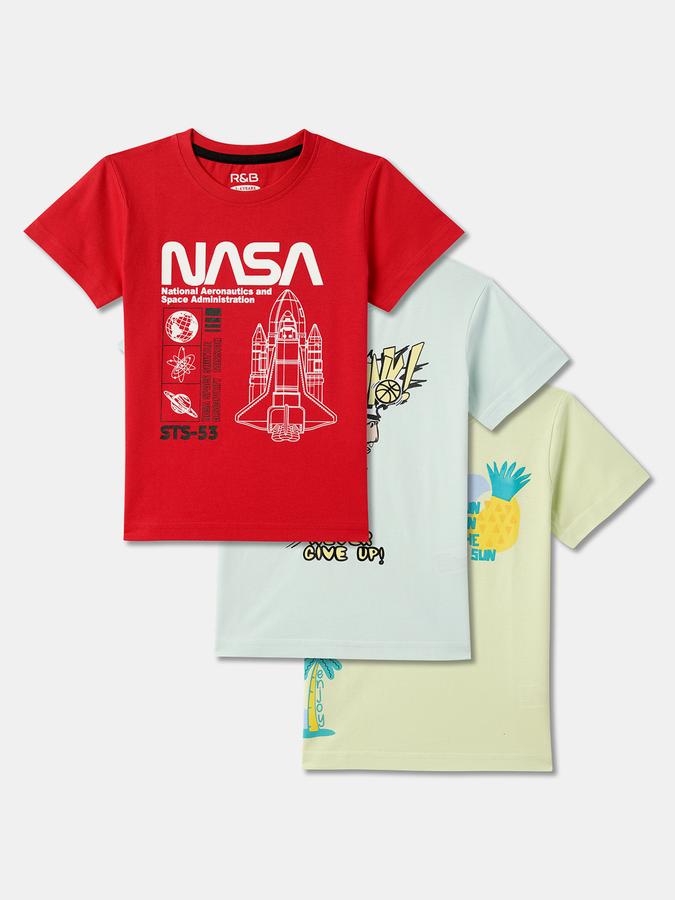 Pack of 3 Graphic Print Round-Neck T-Shirt