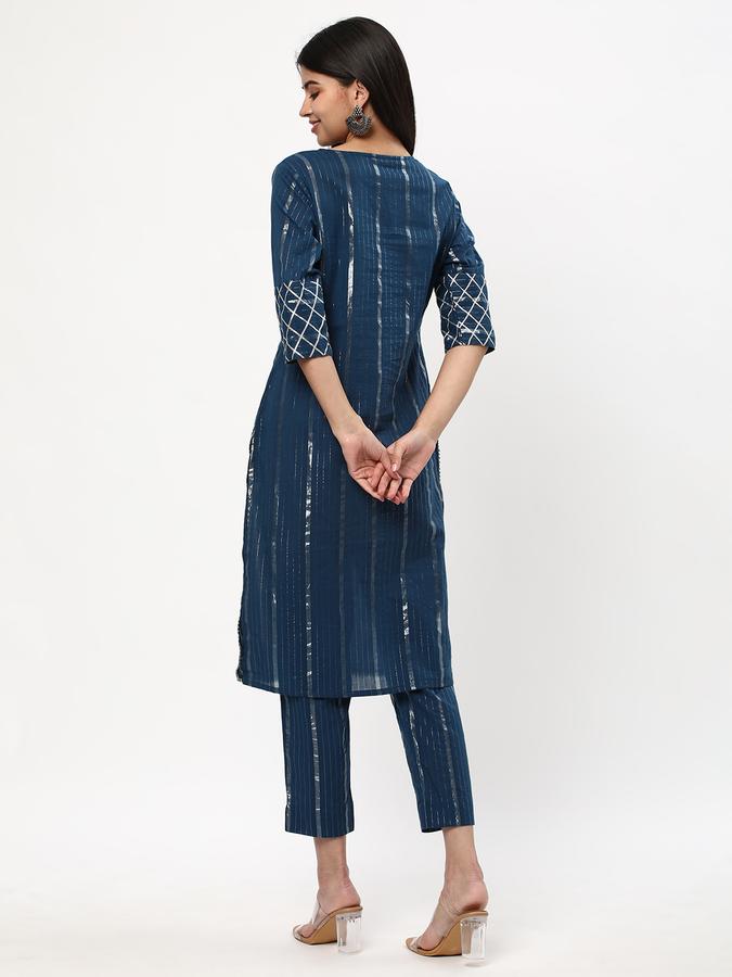 Women Striped Kurta & Trousers Set image number 2