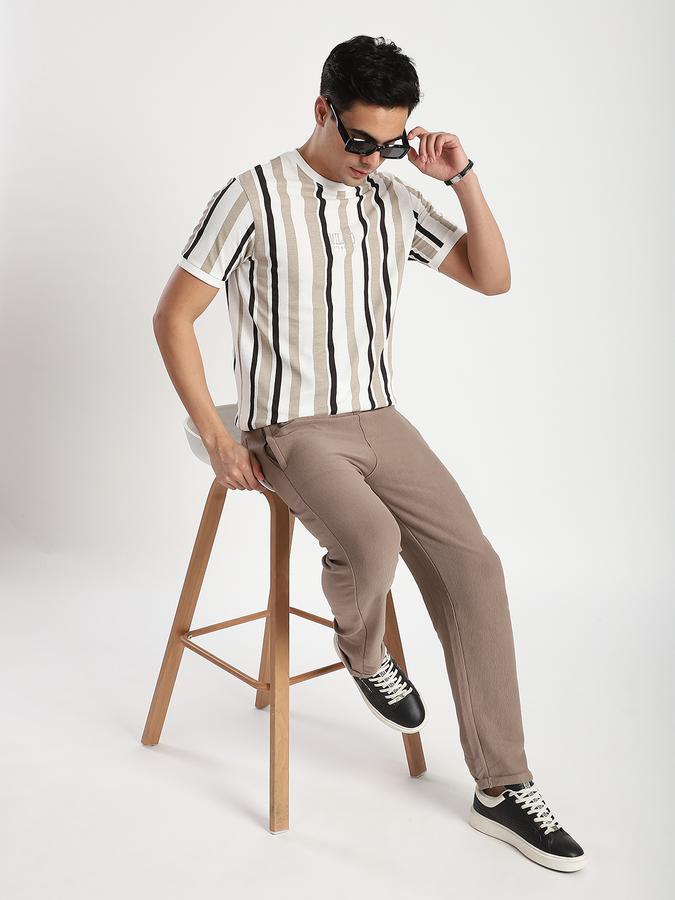 Men Cotton Regular Fit Crew Neck Striped T-shirt