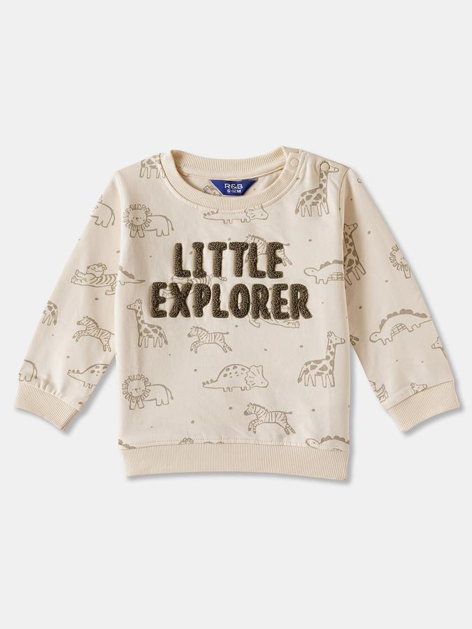 R&B Boys' Beige Printed Co-ord Set