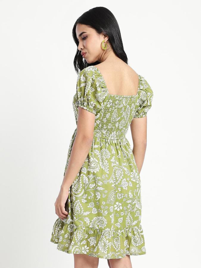 R&B Green Printed Women Regular fit Dress