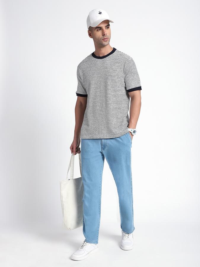 Men Cotton Blend Relaxed Fit Elastic Waist Solid Pants