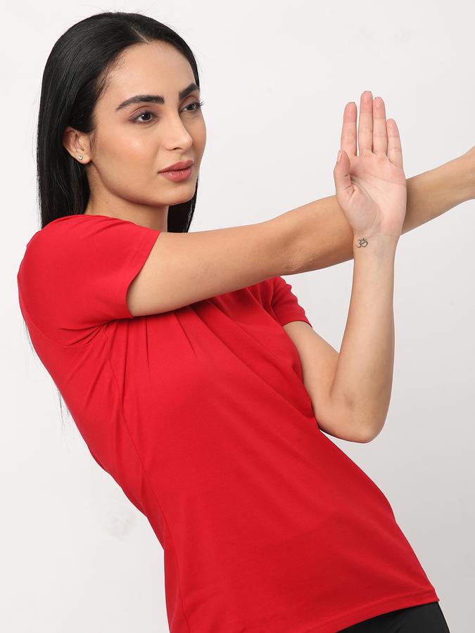 Women Cotton Relaxed Fit Crew Neck Solid T-shirt