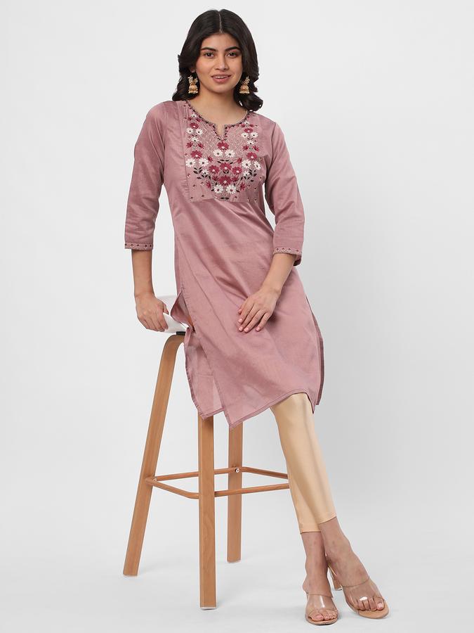 Women Embroidered Straight Kurta image number 1