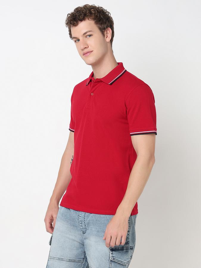Contrast Tipping Polo T-Shirt with Short Sleeves image number 2