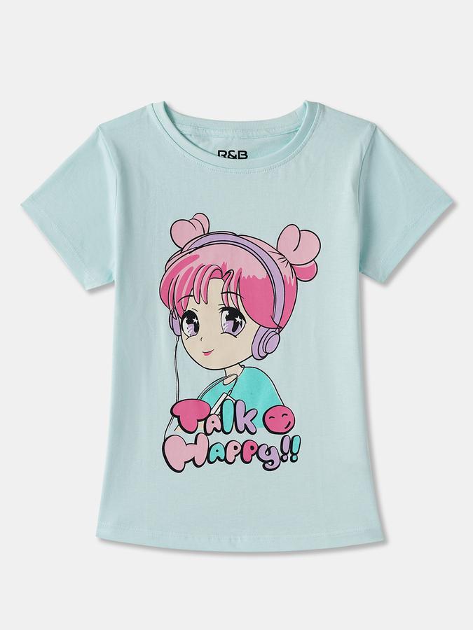 R&B Girls Graphic Print Pure Cotton Regular T Shirt