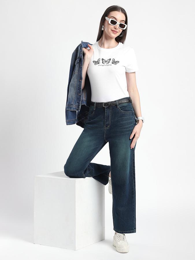 Women Cotton Regular Fit Crew Neck Graphic T-shirt