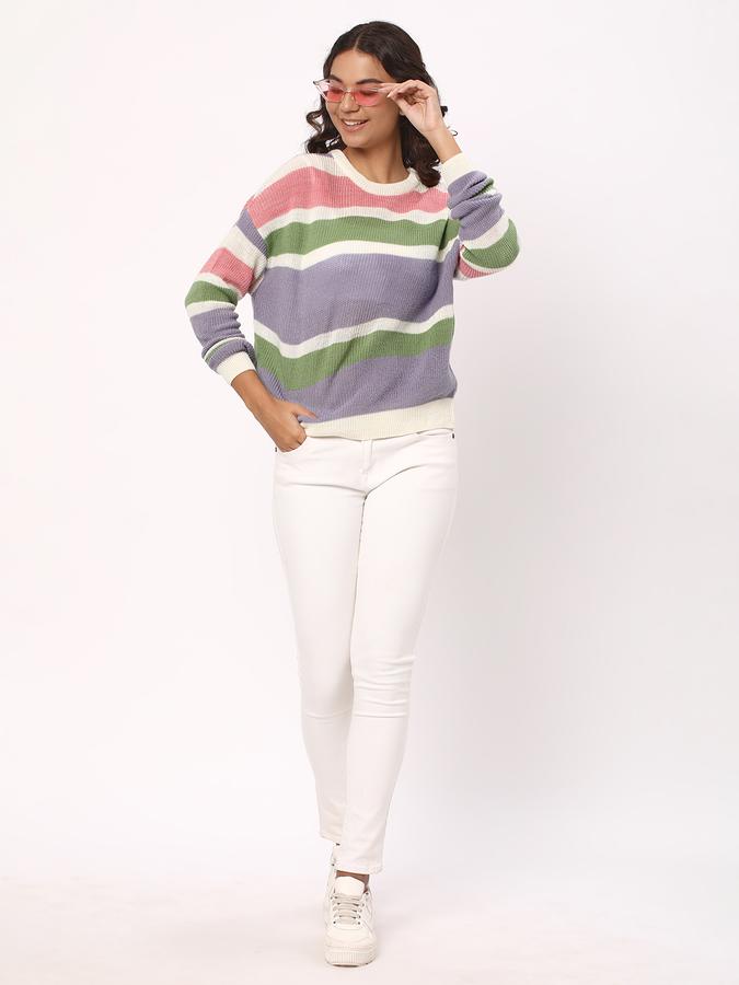 R&B Women's Striped Sweater image number 1