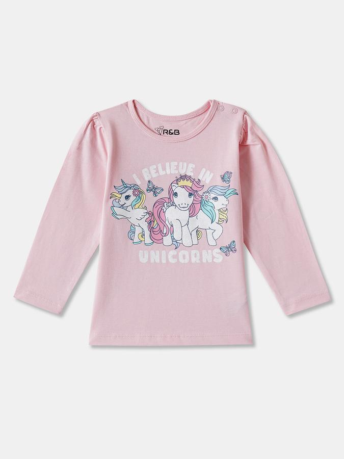 Girls Cotton Regular Fit Crew Neck Graphic T-shirt