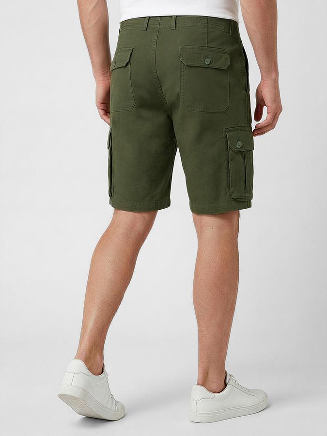R&B Olive Men Knee Length Mid-Rise Relaxed Fit Shorts