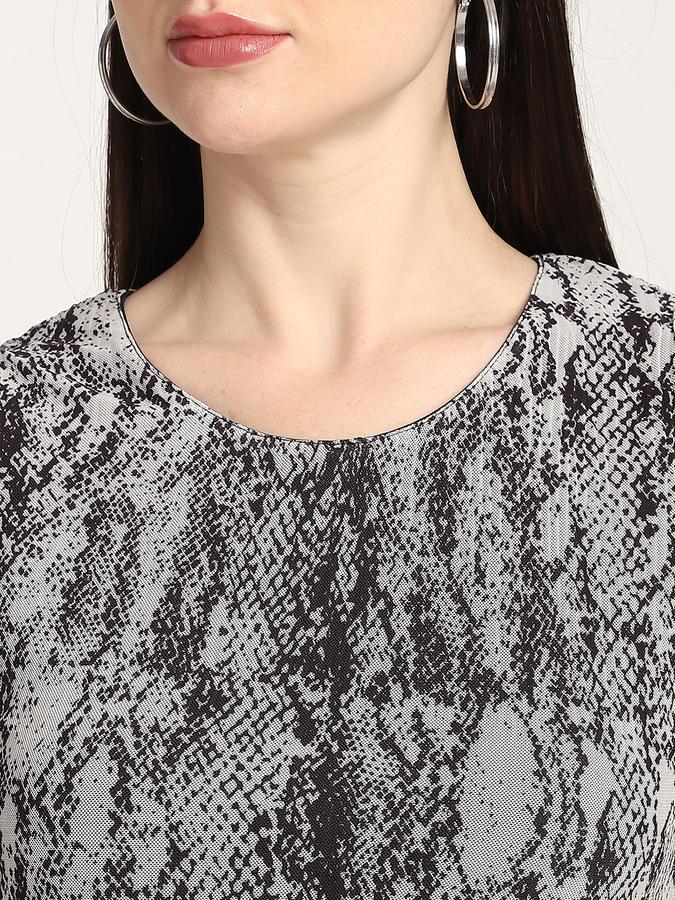 Women Polyester Sheath Midi Animal Print Dress