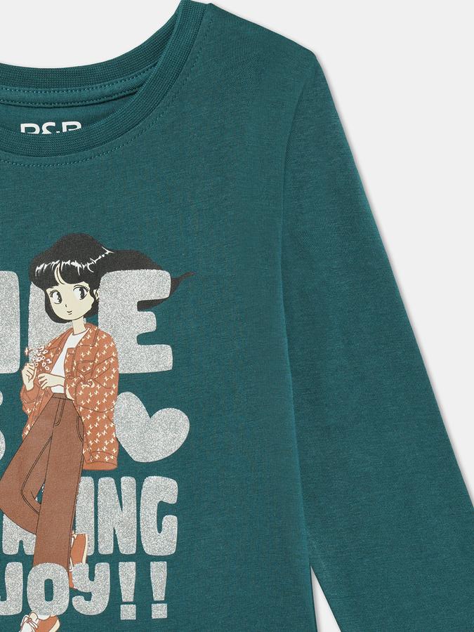 Girls Graphic Print Pure Cotton Regular T Shirt image number 2