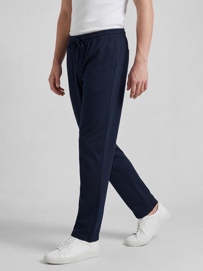 R&B Navy Blue Solid Men Mid-Rise Regular Fit Track Pant