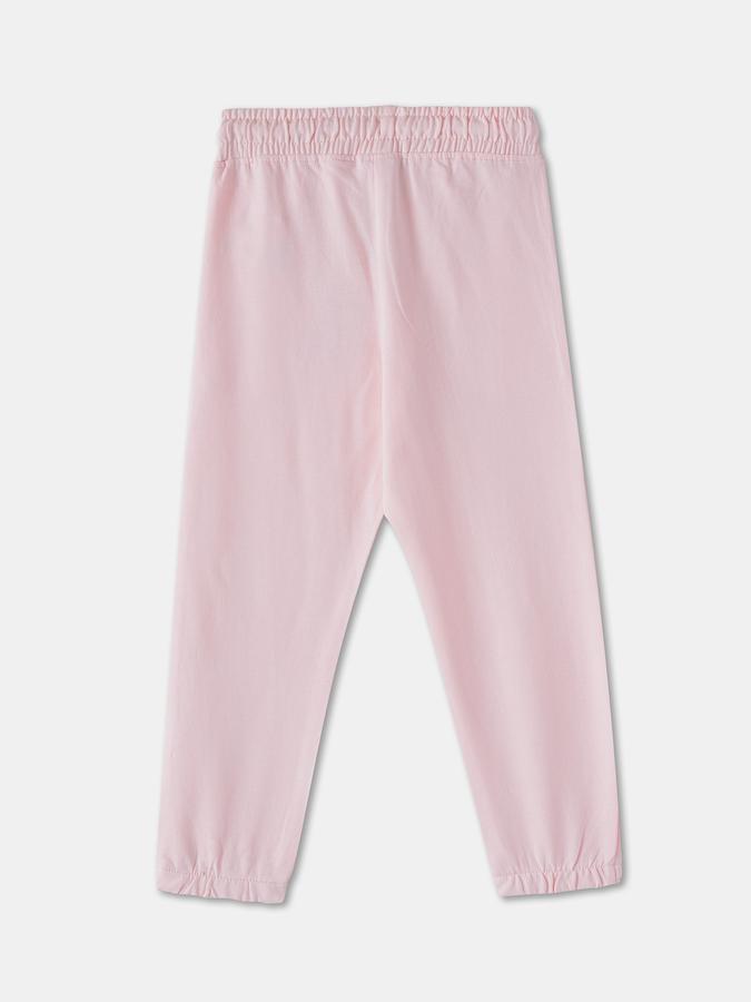 Girls Cotton Tapered Fit Drawstring Waist Cuffed Hem Joggers