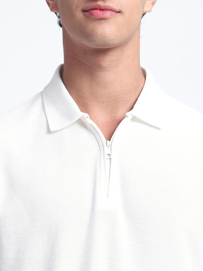 Men Cotton Regular Fit Polo Neck Solid T-shirt