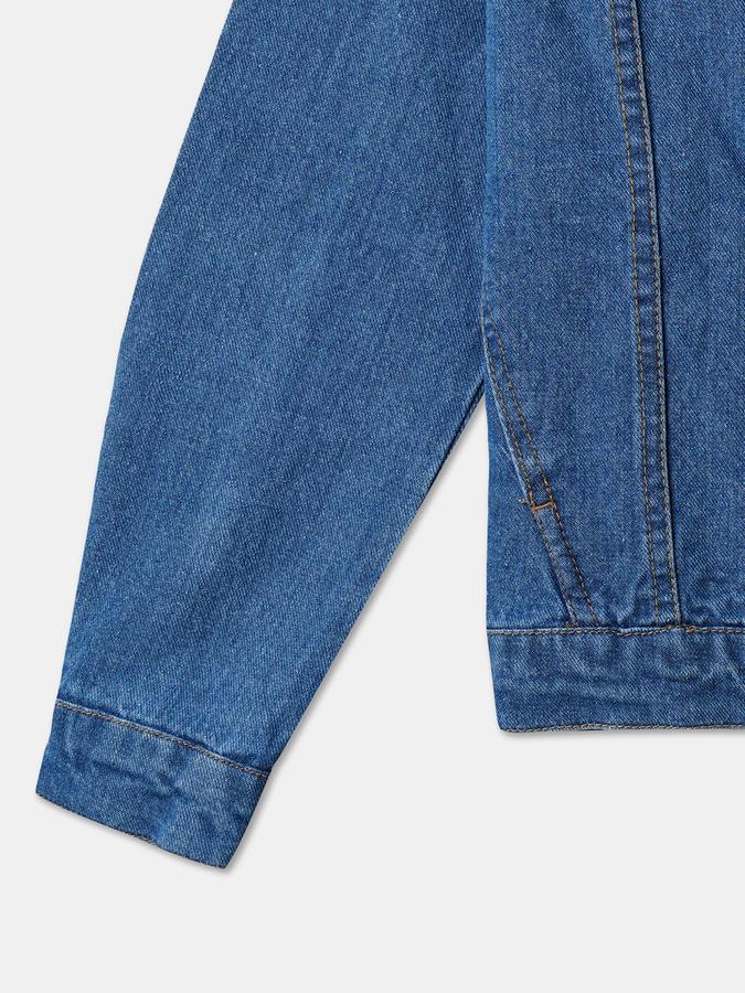 Girls Denim Button Front Sherpa Collar Jacket