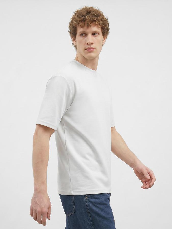 R&B Beige Men Solid Short Sleeves Tshirt
