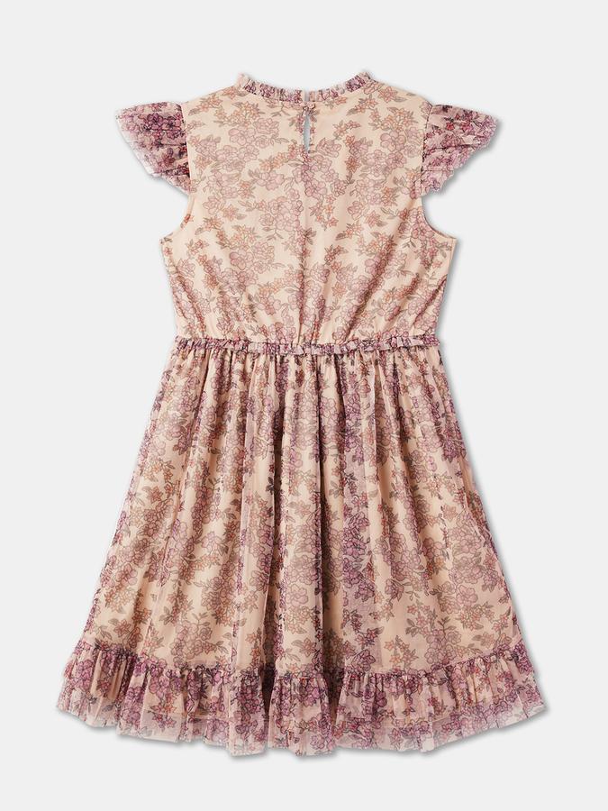Girls Floral Print A-Line Dress image number 1