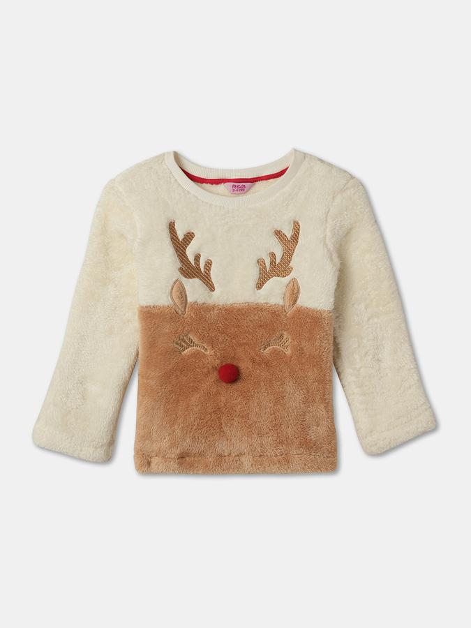 R&B Girls' White Embellished Sweatshirt