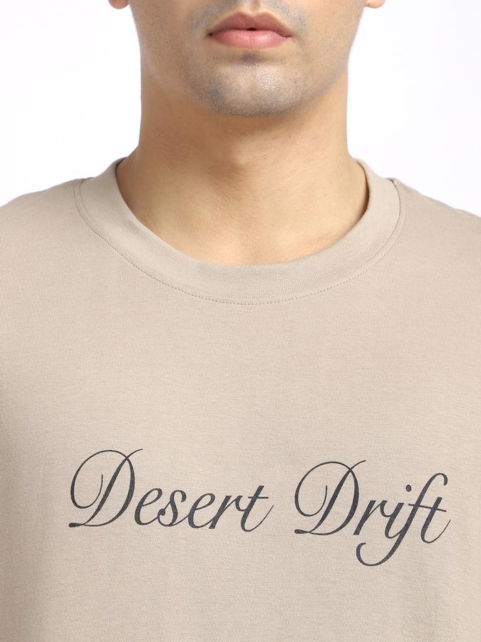 Men Cotton Relaxed Fit Crew Neck Typographic T-shirt