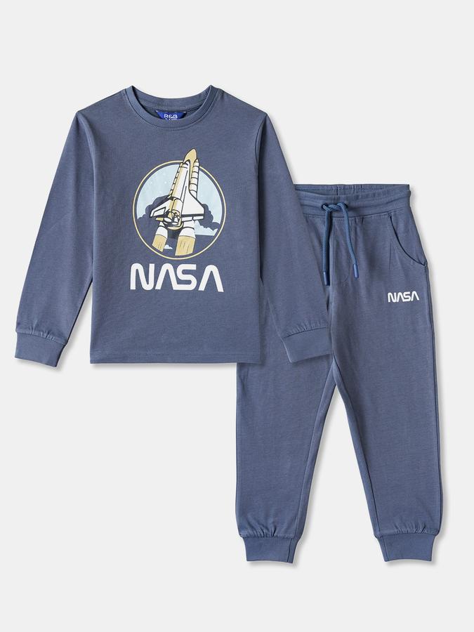Boys Cotton Regular Fit Long Sleeve Graphic Sleepwear Set