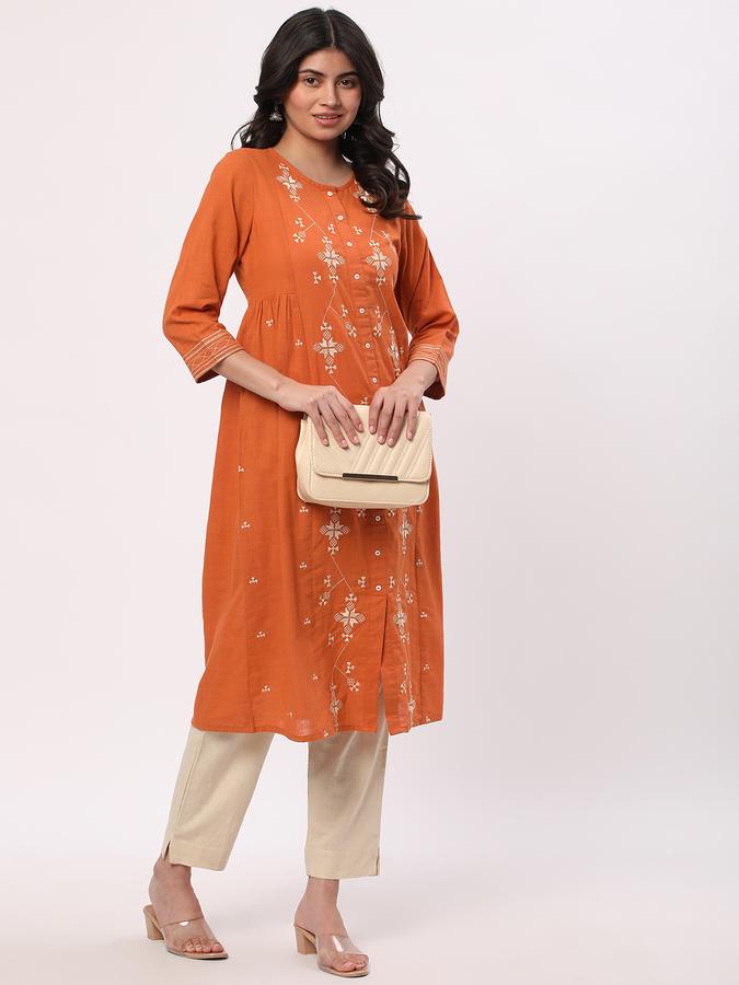 Women Embroidered Straight Kurta image number 1