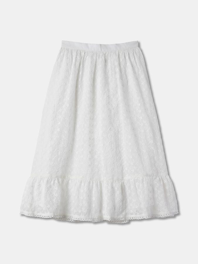Girls Embroidered Puff Sleeve Chiffon Top and Skirt Set