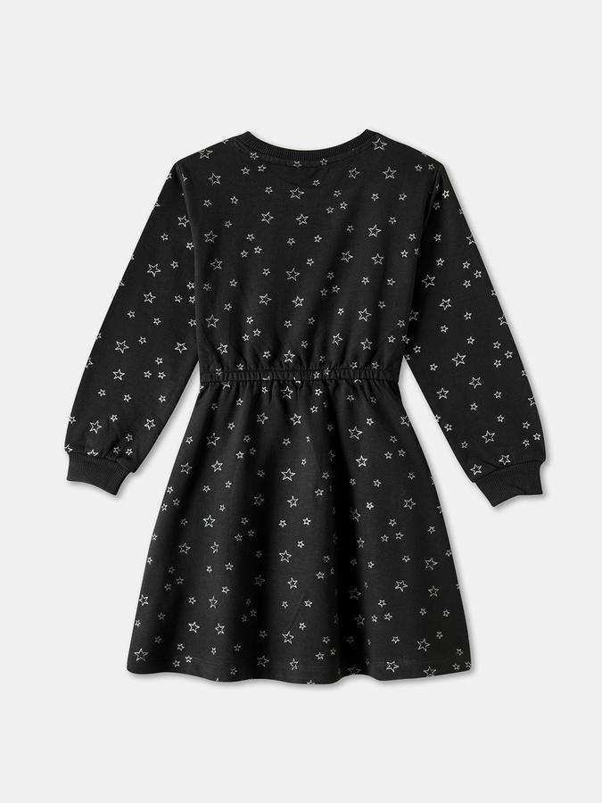 Girls Cotton A-Line Round Neck Printed Dress