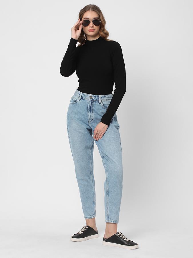 Women Ribbed Regular Fit High-Neck Top image number 1