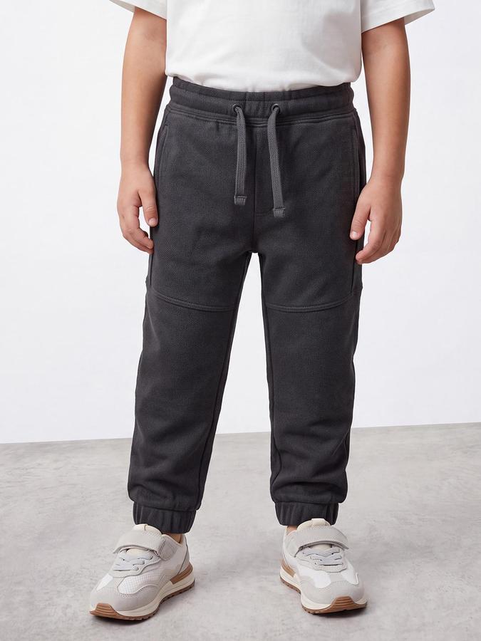 R&B Boys Charcoal Pure Cotton Solid Drawsting Joggers