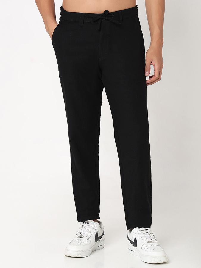 WOVEN COTTON SLUB LINEN LOOK PANT image number 1