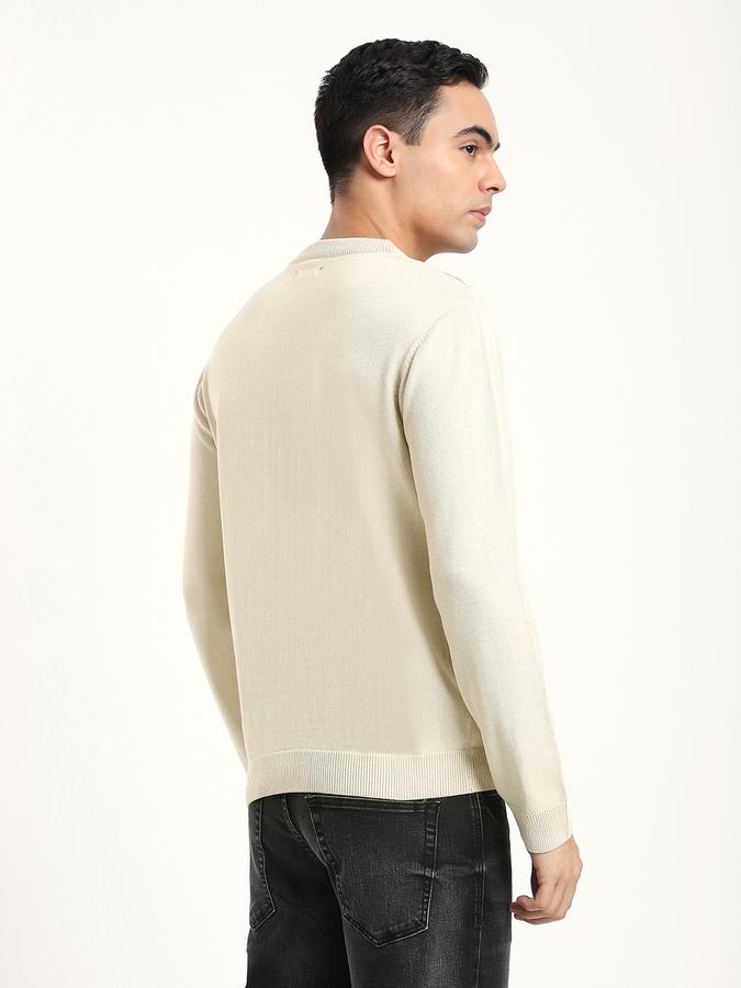 Men Cotton Blend Regular Fit Crew Neck Solid Sweater