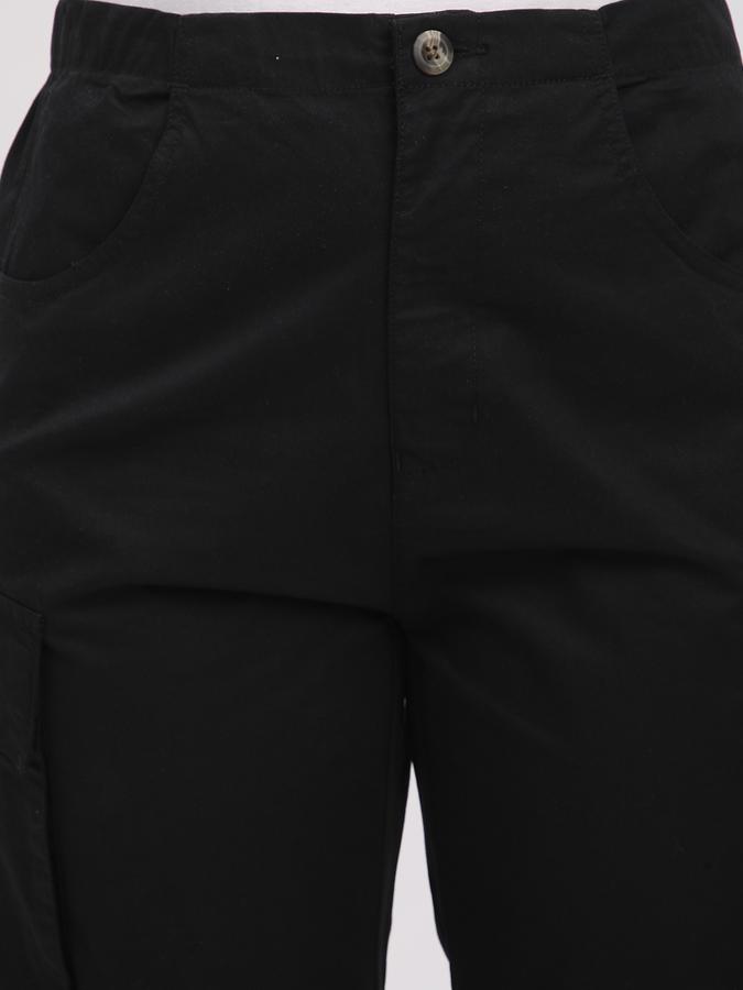 Women Cotton Wide Leg High Rise Solid Trousers