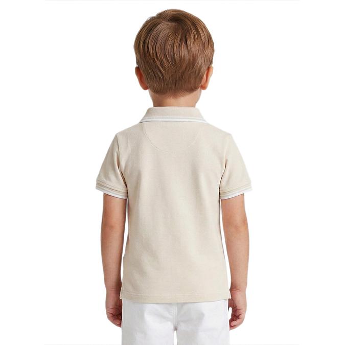 R&B Boy Cream Cotton Printed Polo Collar T-Shirt