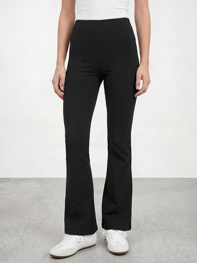 R&B Women Black High Rise Flared Trackpant 