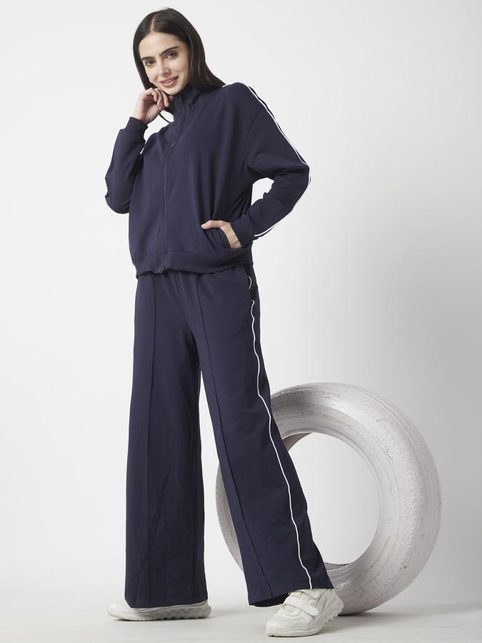 Women Cotton Regular Fit Drawstring Waist Solid Trackpants