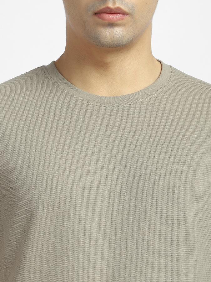Men Cotton Regular Fit Crew Neck Textured T-shirt