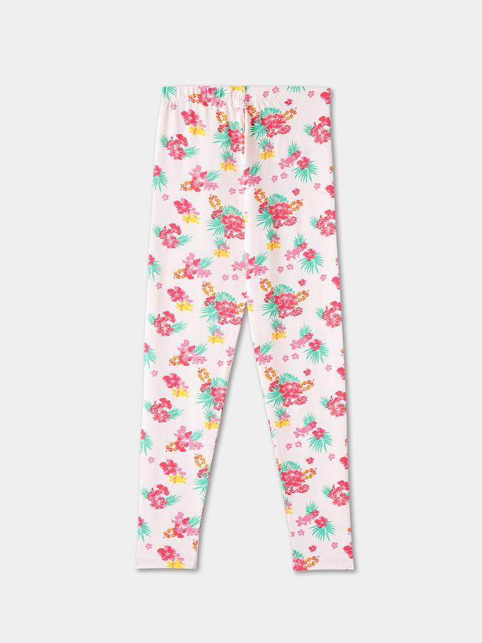 Girls Floral Full Length Mid Rise Legging