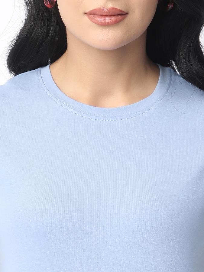Women Cotton Relaxed Fit Crew Neck Solid T-shirt