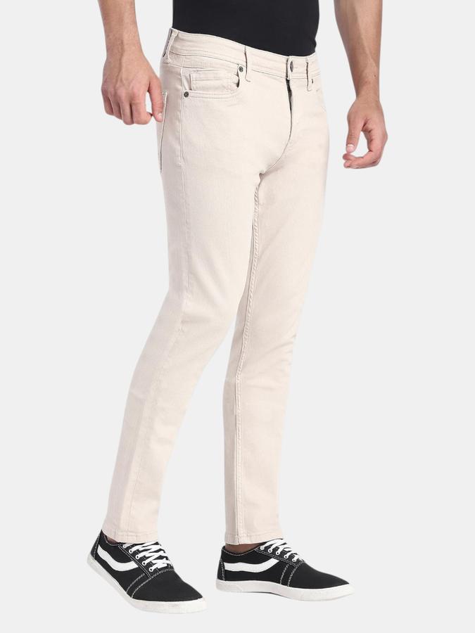 R&B Beige Slim Fit Men Mid Rise Jeans