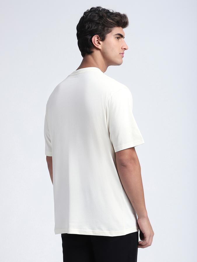 R&B Men's Cream Printed T-Shirt
