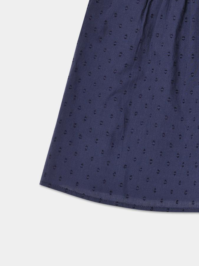 Girls Cotton Relaxed Fit Crew Neck Flutter Sleeve Embroidered Top