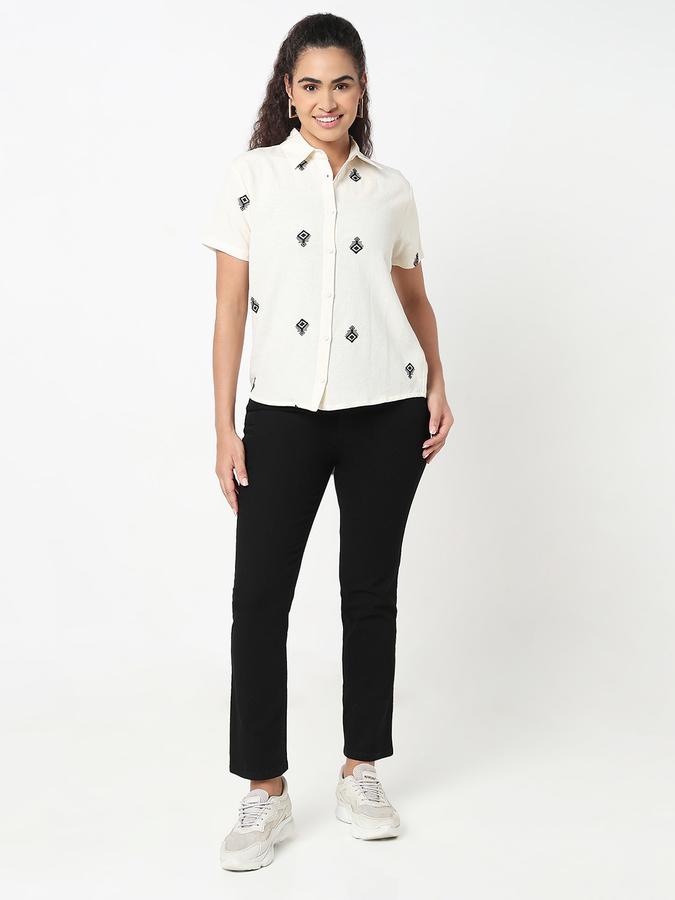R&B Women Ivory Embroidered Shirt