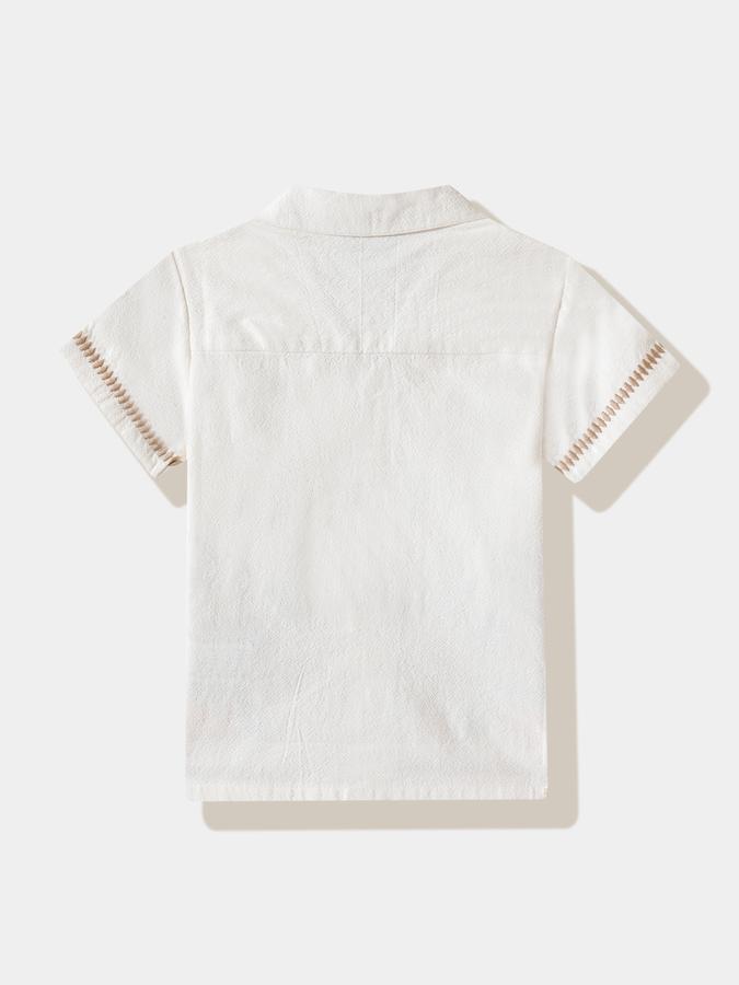 Boys Cotton Regular Fit Short Sleeve Embroidered Shirt